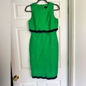 J. Crew Green Sheath Midi Dress Scoop Neck Sleeveless